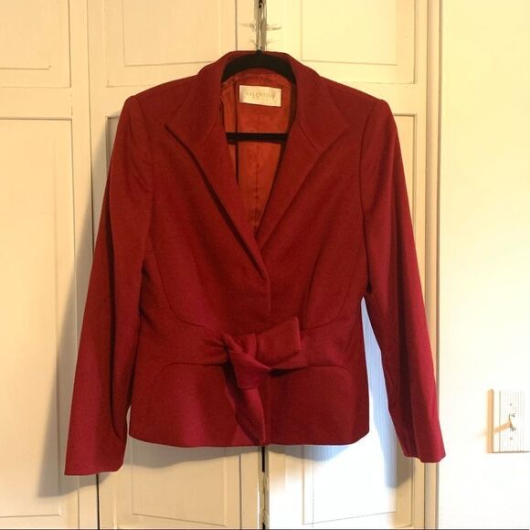 Valentino Cashmere Wool Red Tie Blazer Jacket - Picture 2 of 11